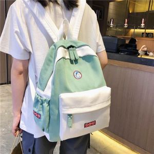 Wholesale girls canvas bookbags for sale - Group buy Canvas School Bags For Teenage Girls Backpack Women Bookbag Green Lightweight Patchwork Student Bag Female Teen Schoolbag