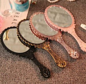 Ручная макияж зеркало романтические винтажные кружева рука держать овальные круглые косметические зеркала косметики инструмент комод подарок SN2604