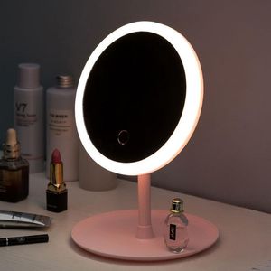 Beleuchteter Tischspiegel großhandel-Kompakte Spiegel Makeup Spiegel mit LED Lichtklemmtabellen Schönheitsring Werkzeuge für PO Füllung klein