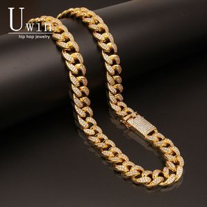UWIN Heavy Iced Out Zircon Miami Cuban Link Necklace 20mm Hip hop Fashion Punk Choker Chain Bling Charms Jewelry X0509