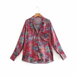 Spring Women Vintage Printing Tailored Collar Blouse Female Long Sleeve Shirt Office Lady Loose Tops Blusas S8508 210430