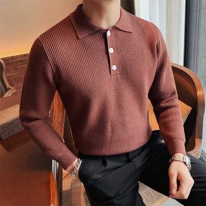 Alta qualità autunno inverno solido maglione spesso abbigliamento uomo semplice colletto rovesciato business casual pullover lavorato a maglia pull homme 211006