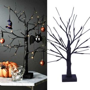 Decoração de Halloween levou luz de árvore de vidoeiro pendurado ornamentos festa suprimentos decorações para casa 211018
