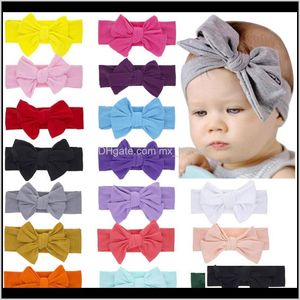 Bebê menina sólida cor turbante macio headwraps dupla laço nós lesão faixa esticada pêlos de cabelo crianças moda vxzlv nshg0