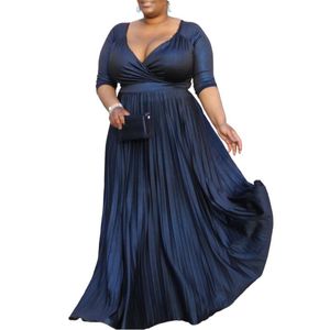 Plus Size Klänningar veckade för kvinna Sexig V-ringad lång klänning 5xl 4xl Oversized Vestido Robe Feminin Celebrity Factory