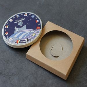 Toptan Boş Kraft Kağıt Coaster Ambalaj Kutusu Ile Pencere DIY Hediye Kutuları Seramik Kupası Mat Kupa Pad Ambalaj Için