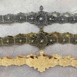Старинные золотые кавказские пояса нагрудника с белыми кристаллическими женскими этническими свадьбами металлическая цепа металлическая регулируемая длина
