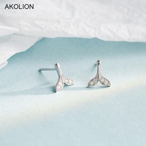 Stud Akolion Fish Tail Earrings 925 Cubic Zirconia Mermaid Earring for Women Lady Fashion Jewelry Factory Price