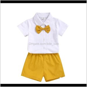 Устанавливает Baby Baby, MaternityFashion Boys Одежда Летний мальчик Установить Господа Детский костюм Белая рубашка + шорты 2 шт. Drop Доставка 2021 LDSRH