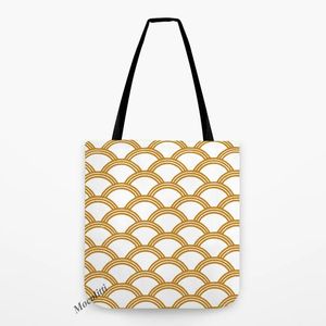 Förvaringsväskor Nordic Concise Geometric Style Shopper Tote Bag Yellow Wave Line Palm Tree Starfish Print Casual High Quality Linn Handväska
