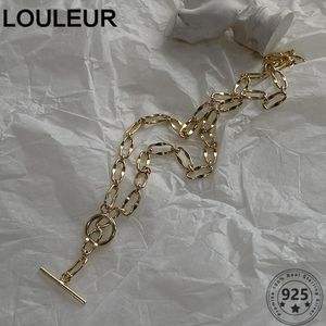 Louleur Choker Silver 925 Necklace For Women High Quality Thick Wide Chain Link Fine Jewelry Chains