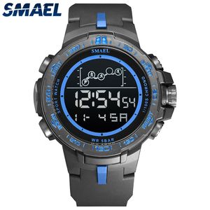 Smael digitala klockor sport 50m vattentäta klockor med stor uppringning LED Lysous klocka stoppur Montre Homme 1421 klocka för män x0524