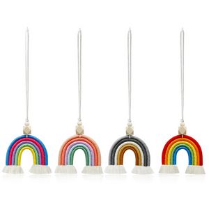 Bunte Handarbeit Baumwollseile Gewebe Regenbogen Quaste Hang Car Garden Home Decor