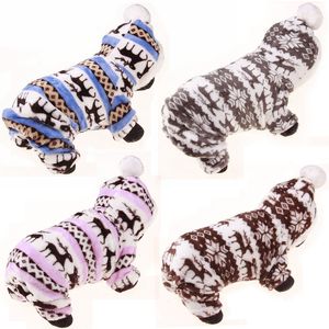 Felpa con cappuccio per cani Cappotto natalizio Abbigliamento per cani Caldo autunno inverno Abbigliamento per animali Velluto corallo Pigiama integrato per cani di piccola taglia Tuta per cuccioli Schnauzer 12 colori all'ingrosso A186