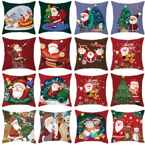 God jul Santa Claus Pillow Case Xmas Home Cushion Cover Cute Cartoon Pillowcases Gott Nytt Årgåva Persika Hud Kramar Kuddar Anpassad Logo