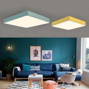 Ceiling Lights Nordic Macaron Simple Modern Square 6 Colors Children's Room Color Bedroom Study Surface Lamp