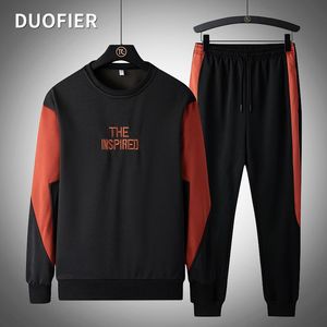 Men's Tracksuits 2021 Autumn Suit Sportswear Spring Embroidery O-neck Pullover Sweatshirt + Sport Pants Man Casual