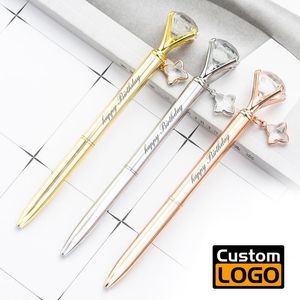 BallPoint Pennor Diamond Pendant Penit Pen Reklam Metall Business Sign Anpassad Logo Skolmaterial Lettering Namn Partihandel