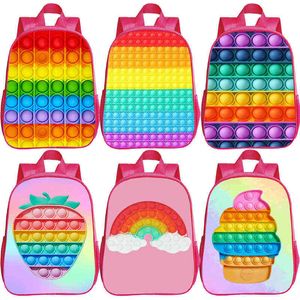 Girls Kindergarten Backpacks Kids Push Bubble pops Mini Rucksack Children Cartoon Bookbag Toddler Knapsack Mochila Infantil Gift 211028