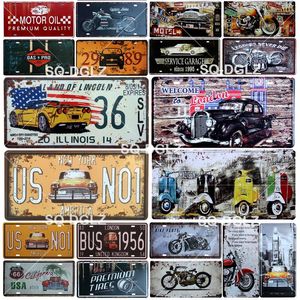 Motorcycle & Car License Plate Bar Wall Decor USA Tin Sign Vintage Metal Sign Home Decor Painting Plaques Poster
