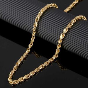 Tjock kedja, 60cm lång och 4mm bred, etiopisk halsband, 22k guld, eritrean och kubanska afrikanska tjocka halsband Q0809