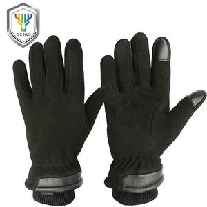 OZERO Touchscreen Motorradhandschuhe Leder Echtes Hirschleder Kältebeständig Warm Reiten Beheizt Moto Handschuhe Winter Männer Frauen 8011 H1022