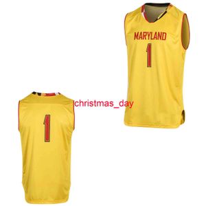 Stitched Custom Maryland Terrapins Gold #1 Basketball Jersey Men Women Youth XS-6XL