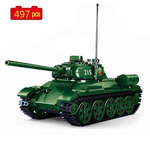 WW2 Militär Serie Världskriget Sovjet T-34/85 Medium Tank DIY Modell Soldier SWAT Building Blocks Bricks Leksaker Julklappar AA220303