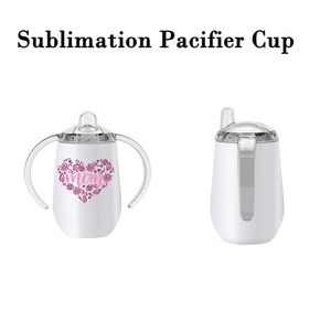 Blank 10oz Sublimation Sippy Cup Mugs DIY Stainless Steel Baby Milk Bottle With Handle Kids Drinking Tumbler For Gifts