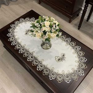 Oval Masa Örtüsü Yemek Bez Avrupa Işlemeli Polyester İplik Çiçek Kumaş Oturma Odası Kahve Placemat 211103