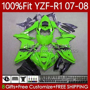 Kit de feiras de OEM para Yamaha 100% Fit New Green YZF-R1 YZF1000 YZF R1 2007-2008 Corpo 91No.148 YZF-1000 YZF R 1 1000 CC YZFR1 07 08 1000CC 2007 2008 Bodywork de molde de injeção