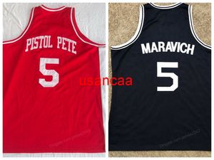 Pete Maravich #5 Daniel High School Basketball Jersey Stitched Red Blue Any Size XS-3XL 4XL 5XL Retro Vest Jerseys