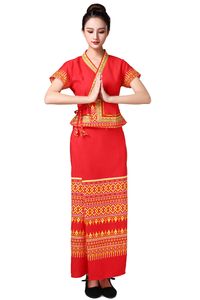 Asien Pacific Women Clothing Thailand Indien Stil Traditionell Slitage Sommar Kvinnor Klänning Festival Vestido Lady Elegant Asien Etnisk Kostym