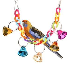 Andra fågelförsörjningar Creative Parrot Toy med Bell Acrylic Suspension Bridge Chew Toys