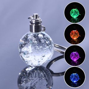 Led Lights Colorful Flashing Luminous Keychain Bubble Ball Glass Jewelry Ladies Car Gift Wholesale Keychains