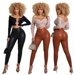 New Arrival Autumn Women Pu Leather Pants Black Sexy Stretch Bodycon Trousers High Waist Long Casual Pencil S XXL Winter G1124