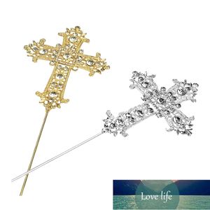 1pc Diamond Cross Cake Topper Metal Cake Picks Cupcake Toppers Decor Party Supplies For Wedding Birthday Festival - Random Color Factory price expert design Quality