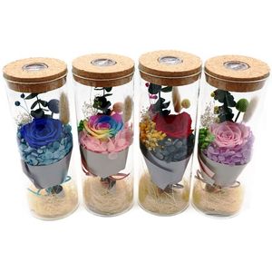 Decorative Flowers & Wreaths Preserved Flower LED DIY Growing Crystal Glass Wish Bottle Artificial Wishing Vial Craft Gift Birthday Gifts