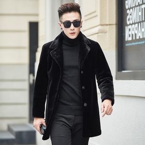 Men s Jackets Mink Cashmere Coat Medium Length Suit Collar Imitation Windbreaker Fur