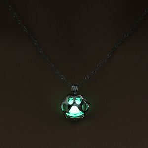 UPDATE Luminous Dog Paw Locket Necklace Pendant Glow In The Dark Necklaces Chains for Women Kid Fashion Jewelry Will and Sandy