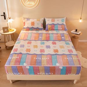 Sheets Sets set Winter Warm Flannel Fitted Sheet Set With Case Lovely Cartoon Pattern Fleece Bed For Kids Christmas Gift