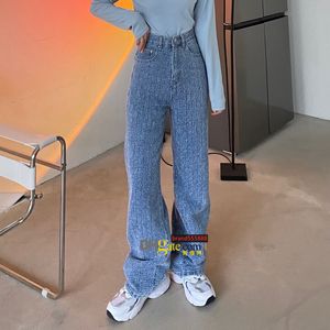 Kvinnors jeans jeans H￶g ben Blue Streetwear Vintage Fashion Harajuku Slacks rakt wpzd