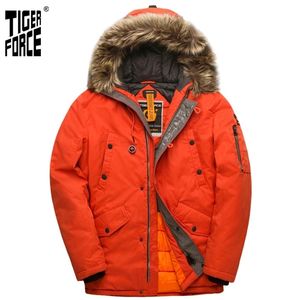 타이거 포스 파카 남성 겨울 재킷 방수 후드 자켓 이불 스키 스노우 켓 극도로 차가운 러시아 남자 코트 211216