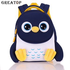 Greatop Penguin Kids Backpack Baby Toddler Dzieci Torba Szkolna 3D Kreskówka Przedszkole Mochila dla chłopców Dziewczęta 2-5 lat