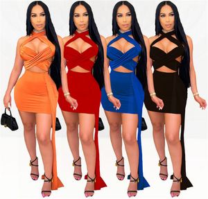 Venda por atacado mulheres sexy duas peças vestido mini saia vestidos de designer ligado top + saias bodycon terno festa noite esporte casual minidress mulheres roupas klw6365