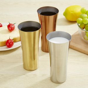 Mugs 400ml Beer Cup 304 Stainless Steel Vase Shape Cold Drink Juice Mojito Mug Milk Drinkwares Home Kitchen Supply Gold/Silver