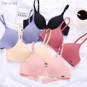 Logirlve Seamless Bra Mulheres Brassiere Bralette Sexy Respirável Feminino Sólido Cor Lingerie Bras Sem Fio Para Menina AB Pequeno Copo 210728