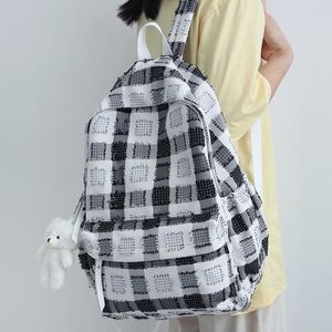 Backpack Plaid Women Student School Bag RucksAck Female Mochilas Feminina Bags dla nastoletnich dziewcząt na płótnie Kawaii