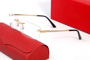 Mode carti designer coola solglasögon optiska ramar Rimless Metal Frame Glass Clear Lens Rectangle Eyewear Olika för man unisex högkvalitativ designer