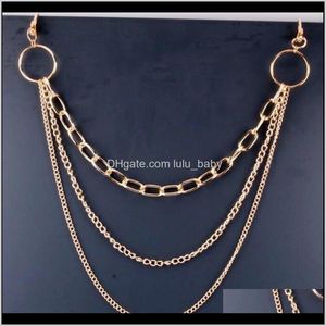 Pendant Necklaces & Pendants Jewelry Drop Delivery 2021 Ring Punk All-Match Pants Three-Layer Waist Metal Key Chain Body Link Anpct